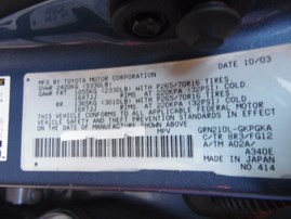 2004 TOYOTA 4RUNNER SR5 SAGE 4.0L AT 2WD Z18330